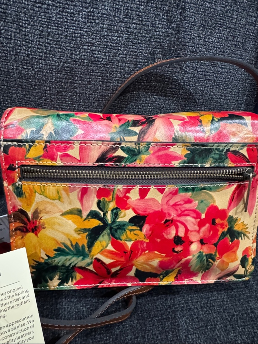 Patricia Nash Floral Print Crossbody Bag - Red, Pink, Yellow, Green, Brown - Picture 3 of 9
